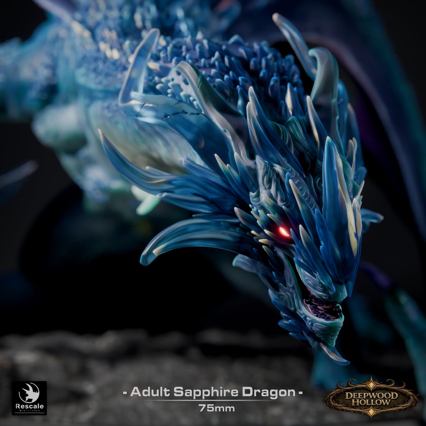 Sapphire Dragon | Crystal Arcane Dragon | Resin Tabletop RPG Figure | 75mm Base