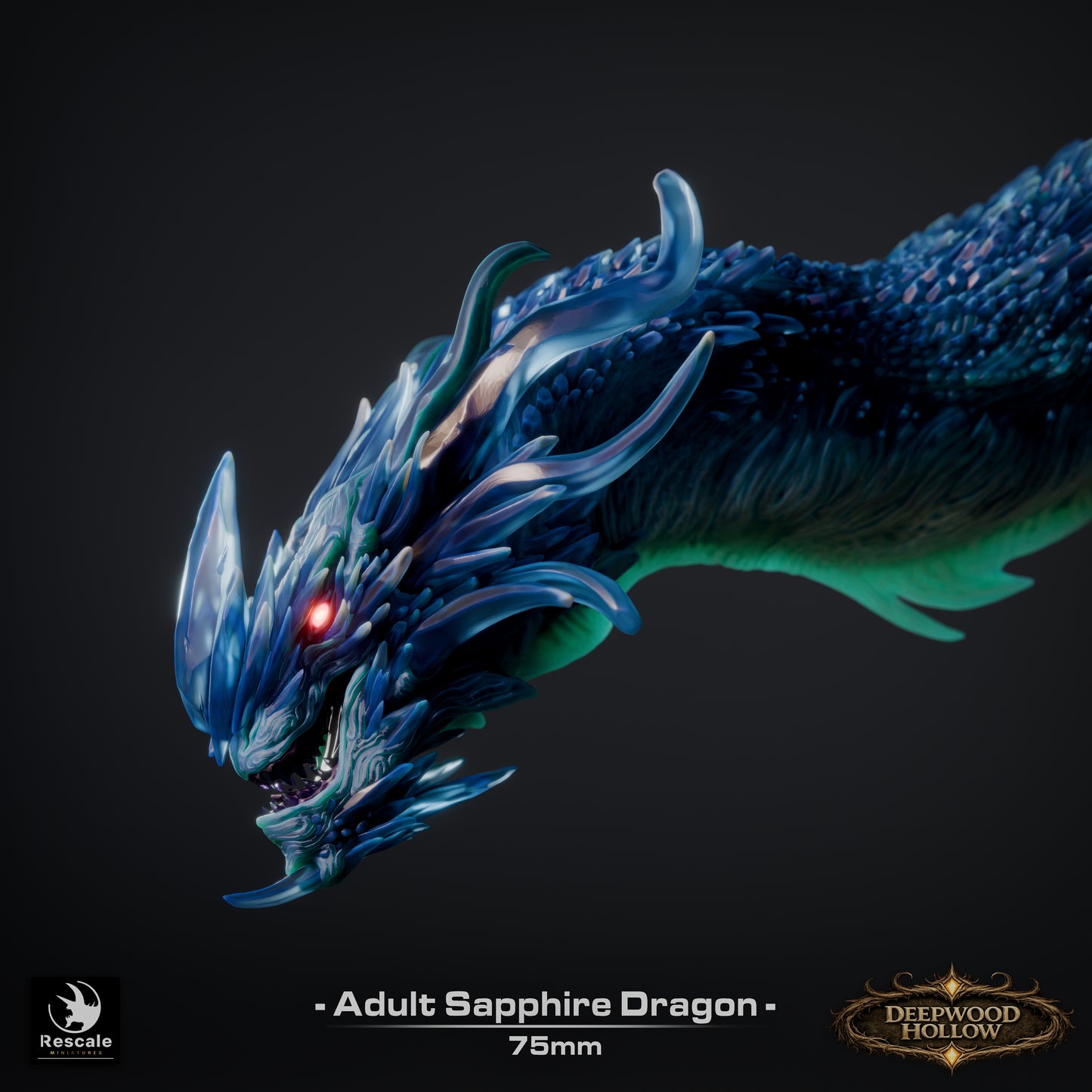 Sapphire Dragon | Crystal Arcane Dragon | Resin Tabletop RPG Figure | 75mm Base