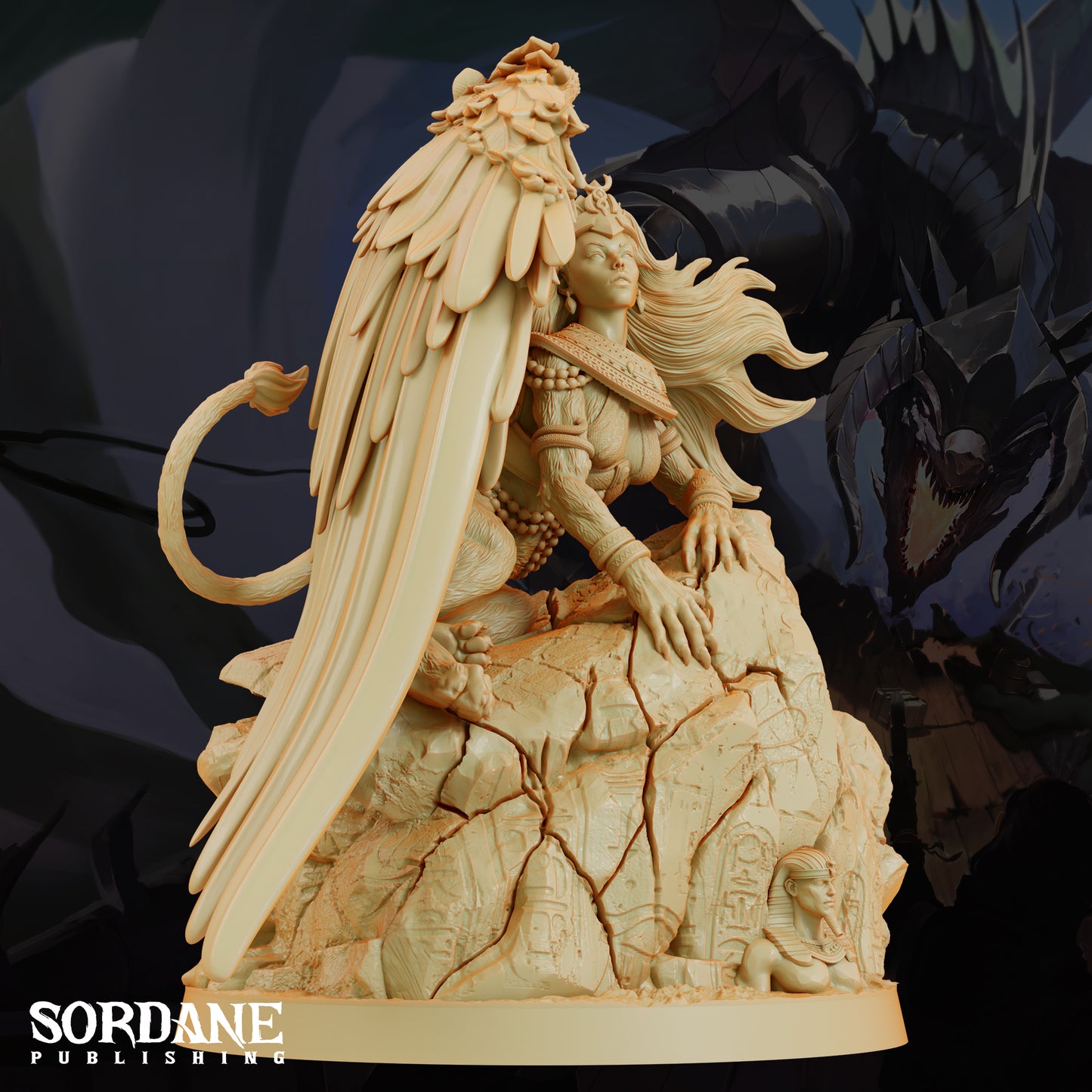Sphinx DND Miniature TTRPG Resin Figure 75mm Base
