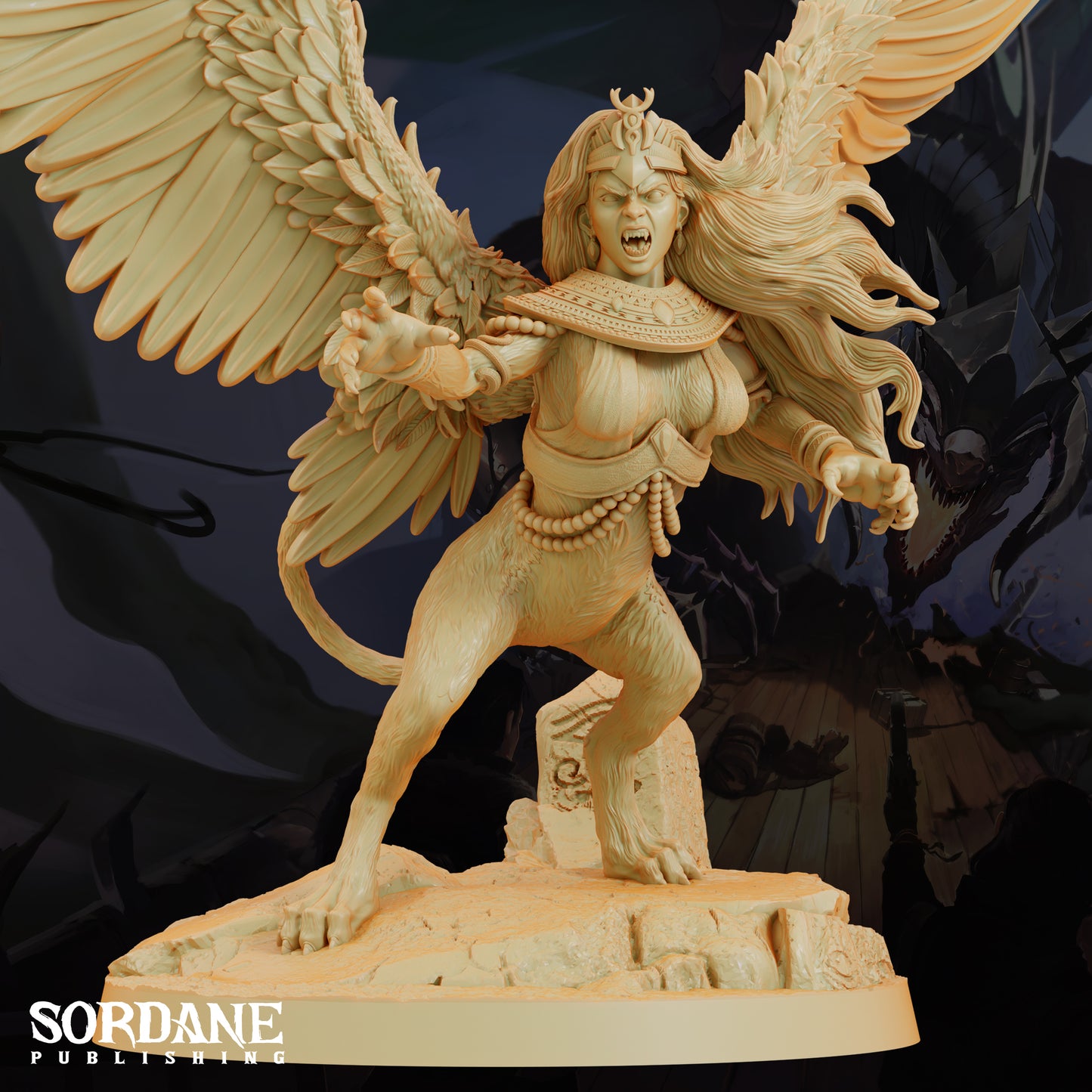 Sphinx DND Miniature TTRPG Resin Figure 75mm Base