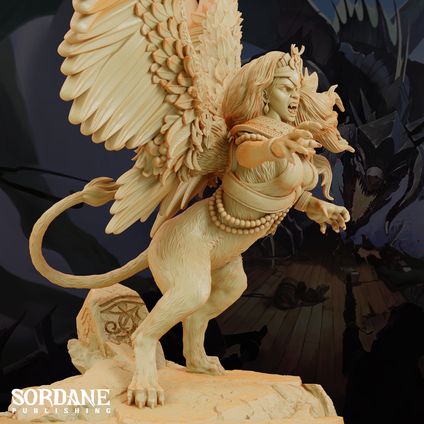 Sphinx DND Miniature TTRPG Resin Figure 75mm Base