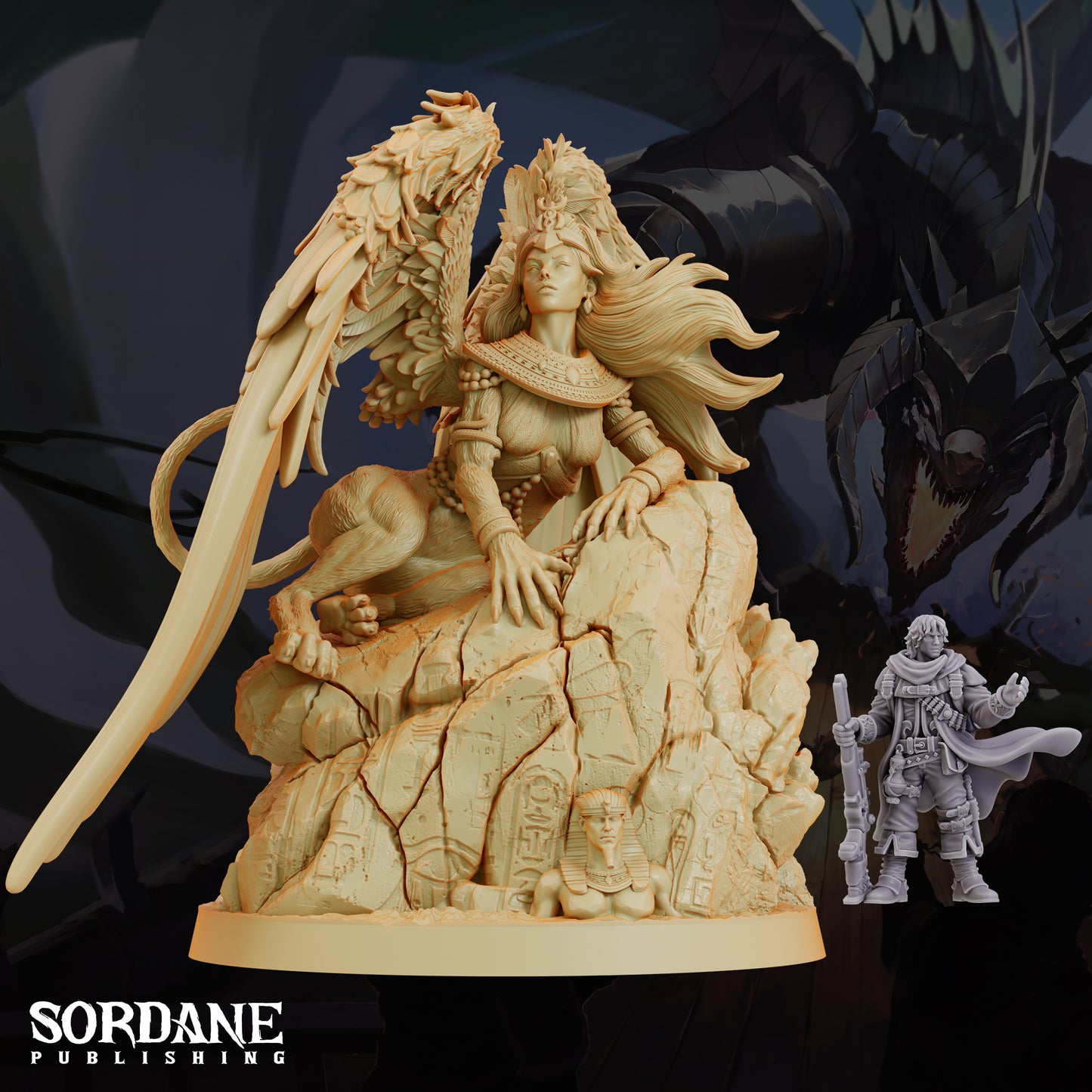 Sphinx DND Miniature TTRPG Resin Figure 75mm Base