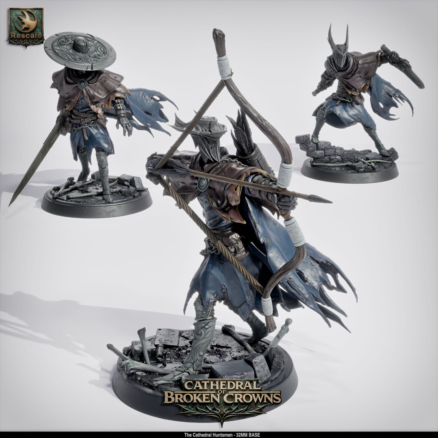 Cathedral Huntsmen Gothic Hunters DND Miniature TTRPG Resin Figure 32mm Base