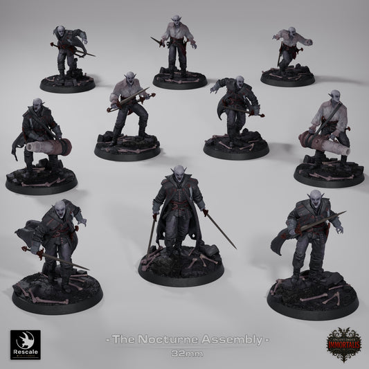 Nocturne Assembly D&D Miniature | Undead Cultist Figure | Resin 3D Printed Tabletop RPG Model | 32mm Base