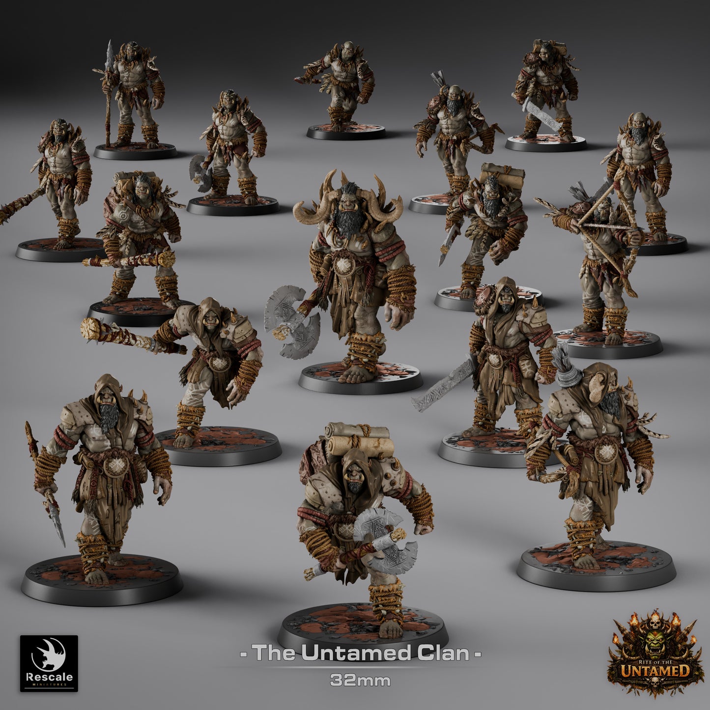 Untamed Orcs D&D Miniatures | Savage Orc Warriors | Resin 3D Printed Tabletop RPG Figures | 32mm Base