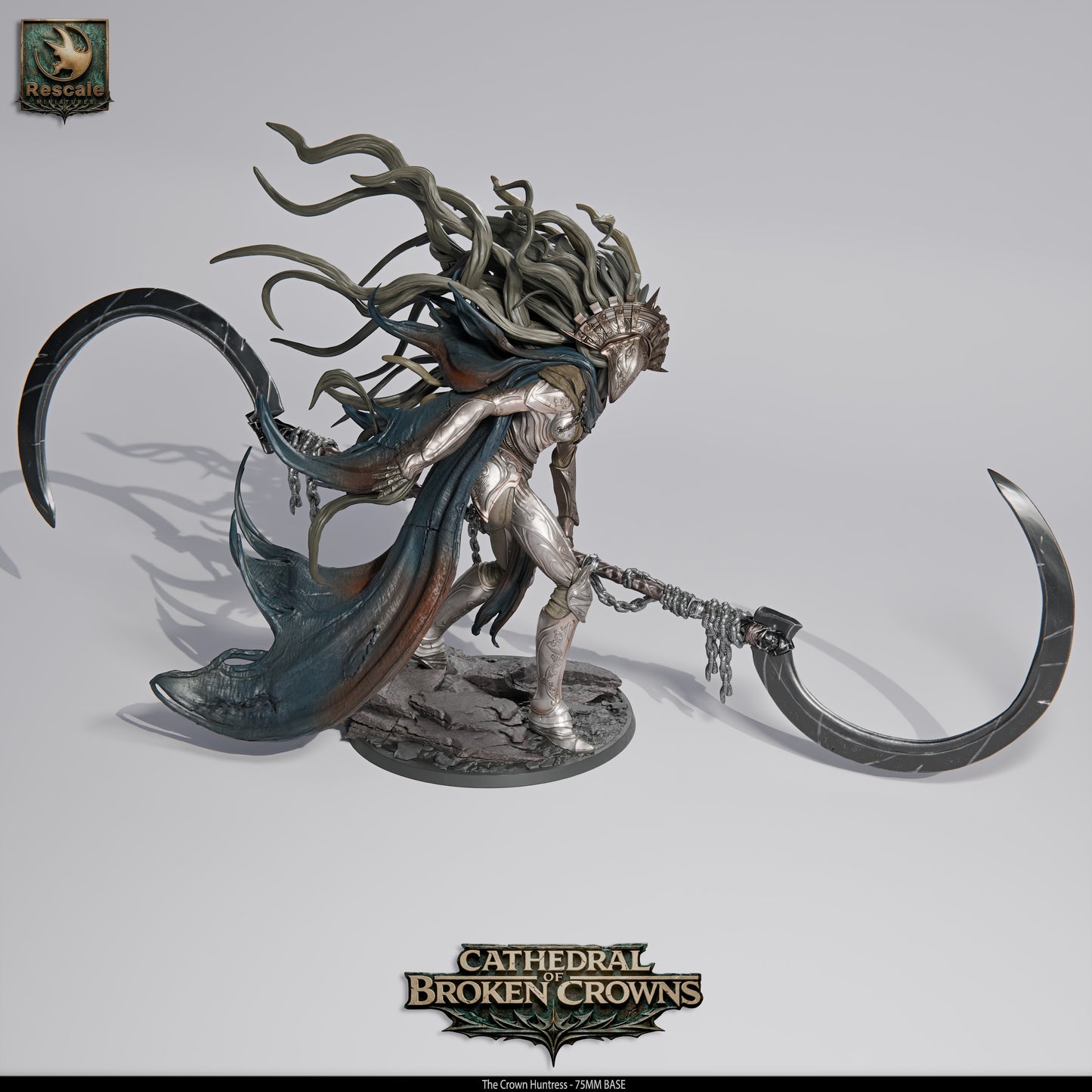 Crown Huntress Royal Monster Hunter DND Miniature TTRPG Resin Figure 75mm Base
