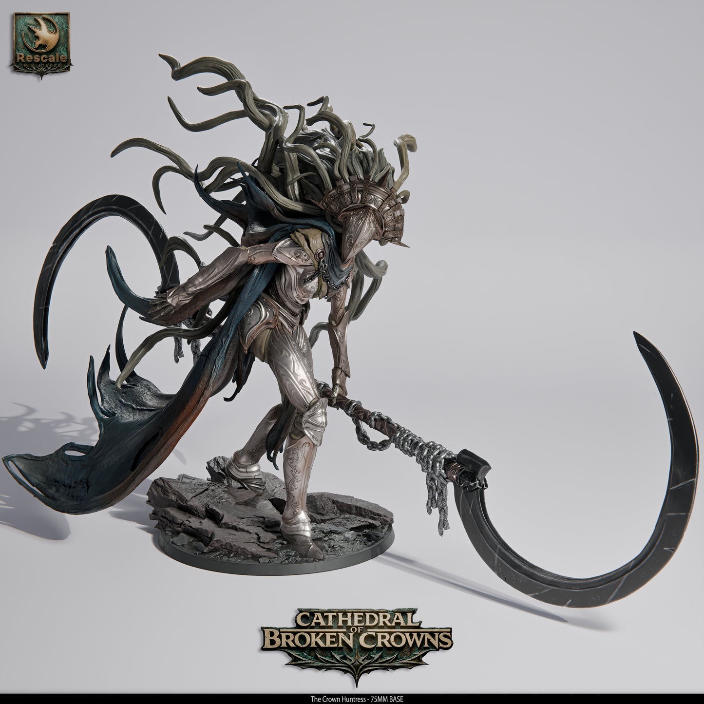 Crown Huntress Royal Monster Hunter DND Miniature TTRPG Resin Figure 75mm Base