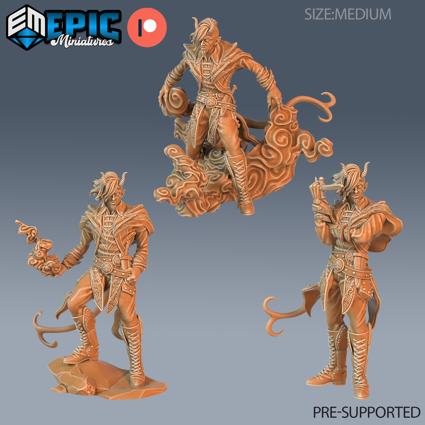 Tiefling Adventurer | Fiend-Blooded Hero | Resin Tabletop RPG Figure | 25mm Base