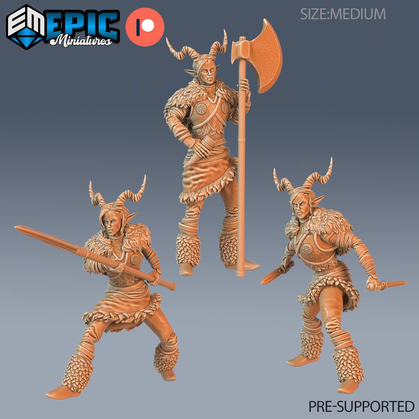 Tiefling Viking Female | Infernal Norse Raider | Resin Tabletop RPG Figure | 25mm Base