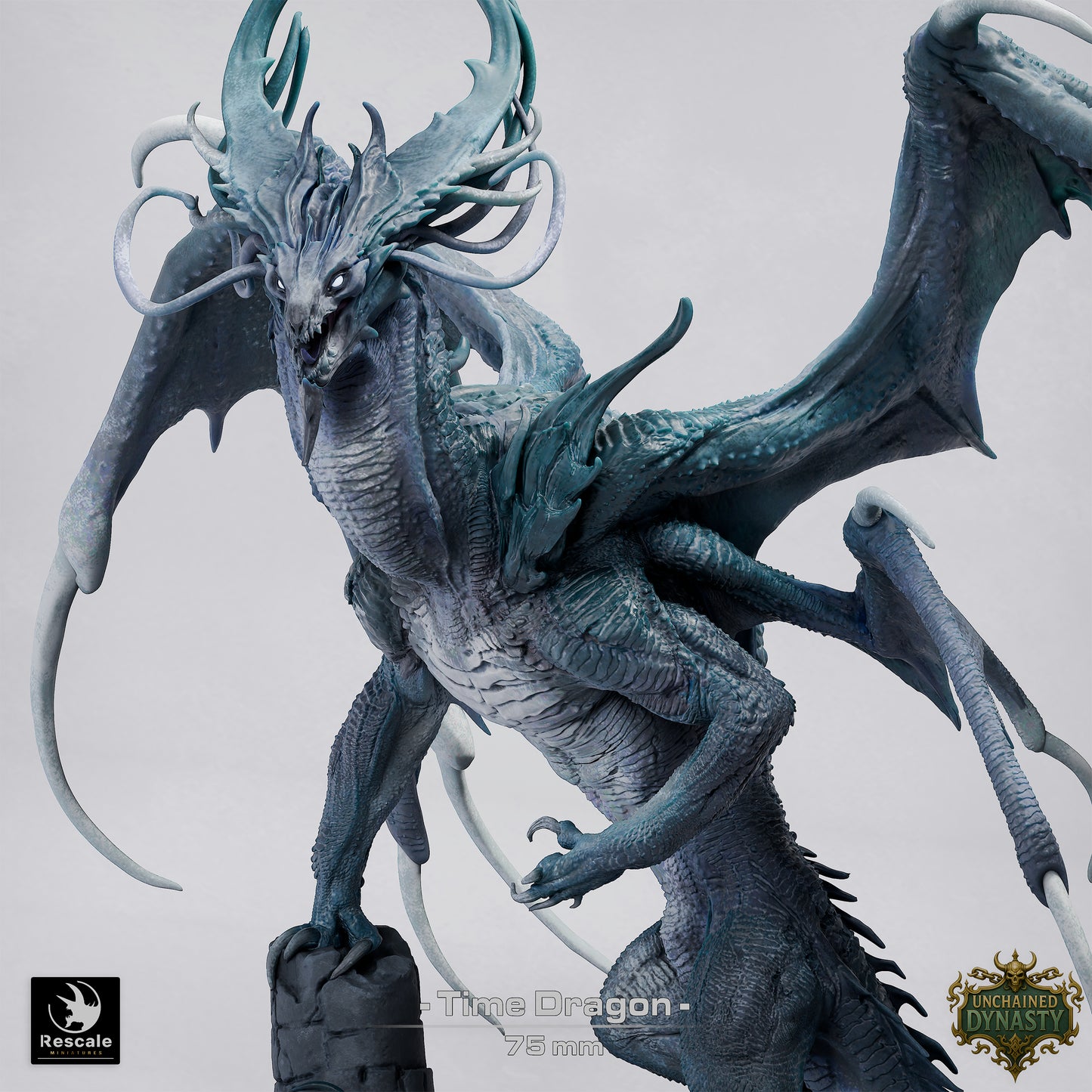 Time Dragon Large D&D Miniature | Chronomancy Dragon Figure | Resin 3D Printed Tabletop RPG Model | 75mm Base