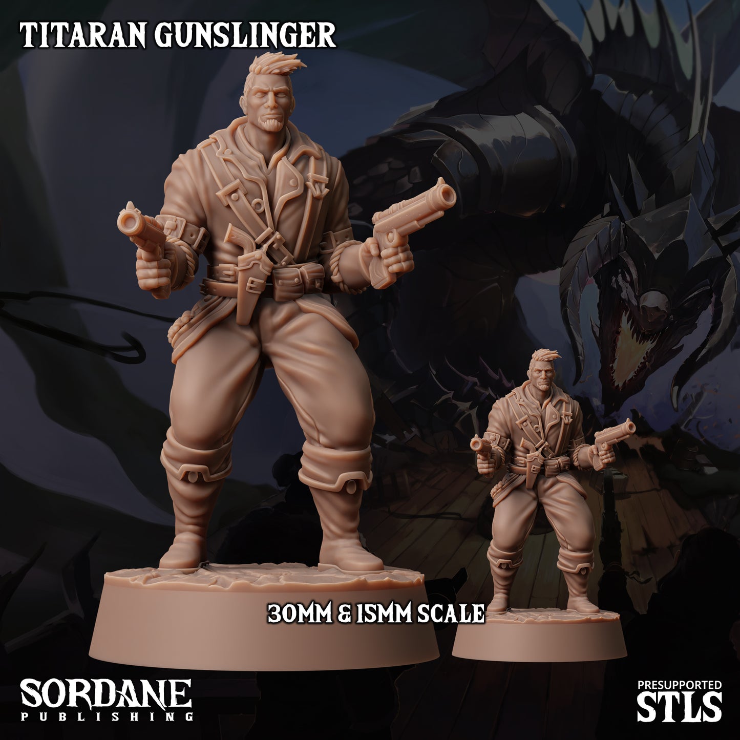 Titaran Gunslinger DND Miniature TTRPG Resin Figure 25mm Base