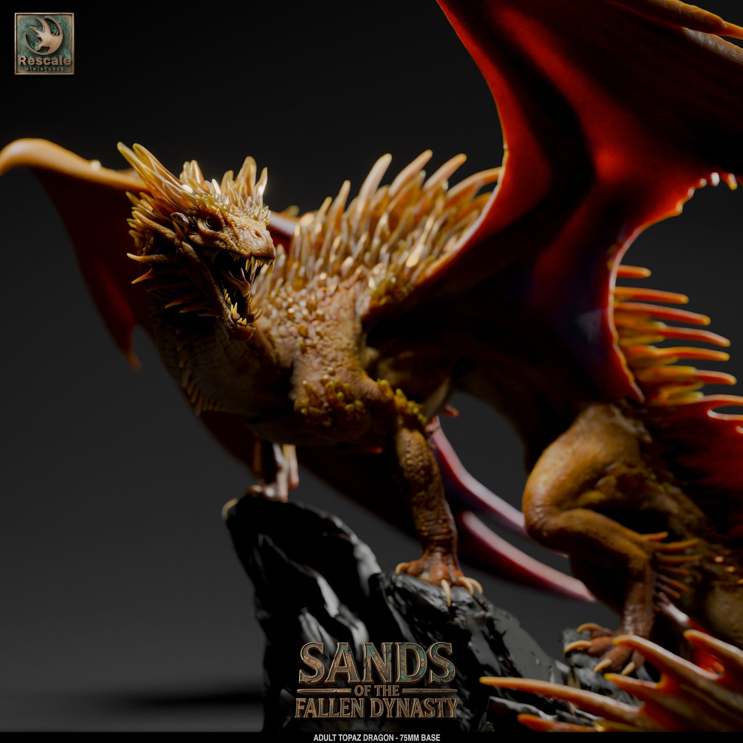 Topaz Dragon | Gem Dragon of the Endless Depths | Resin Tabletop RPG Figure | 75mm Base