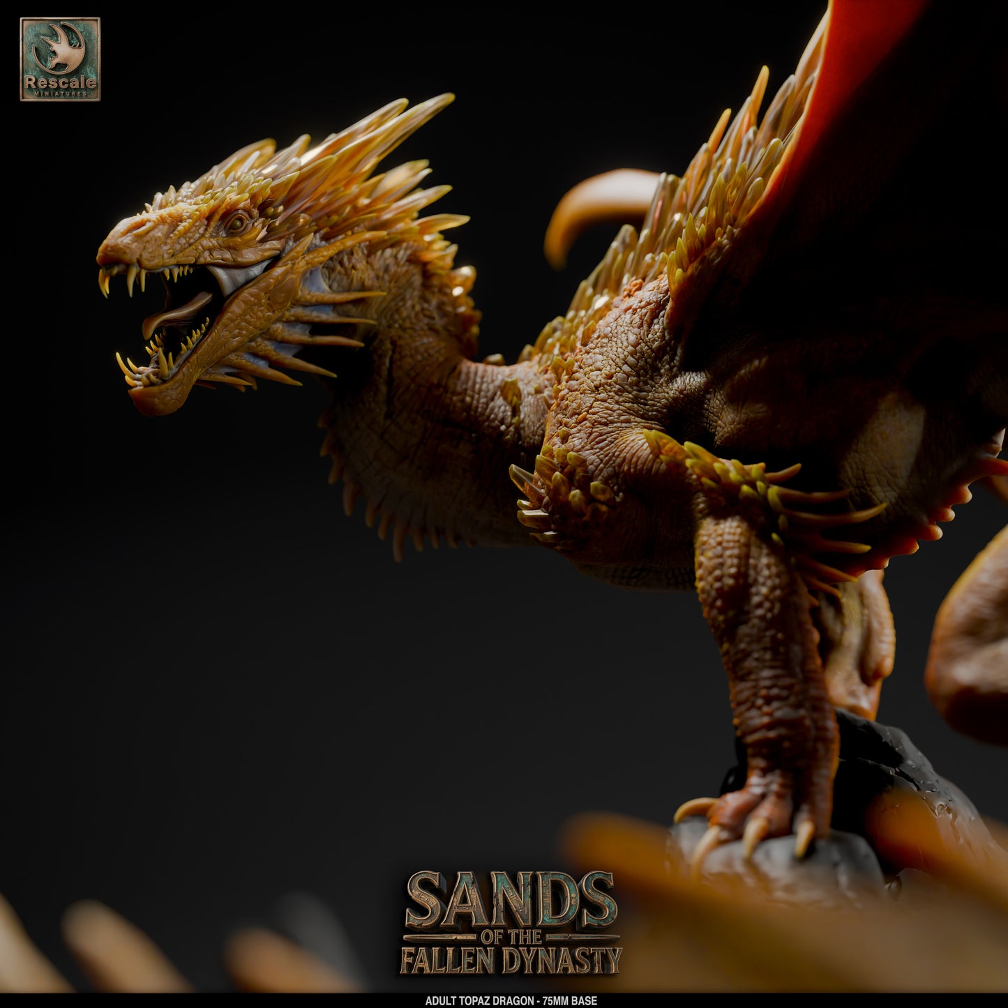 Topaz Dragon | Gem Dragon of the Endless Depths | Resin Tabletop RPG Figure | 75mm Base