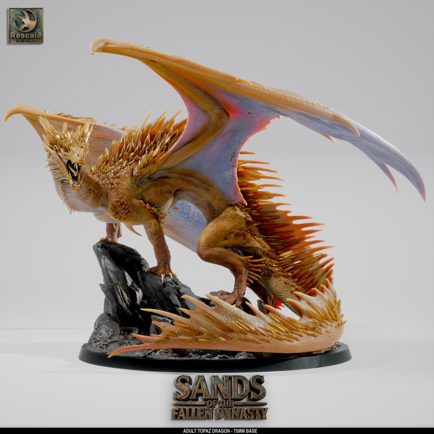Topaz Dragon | Gem Dragon of the Endless Depths | Resin Tabletop RPG Figure | 75mm Base