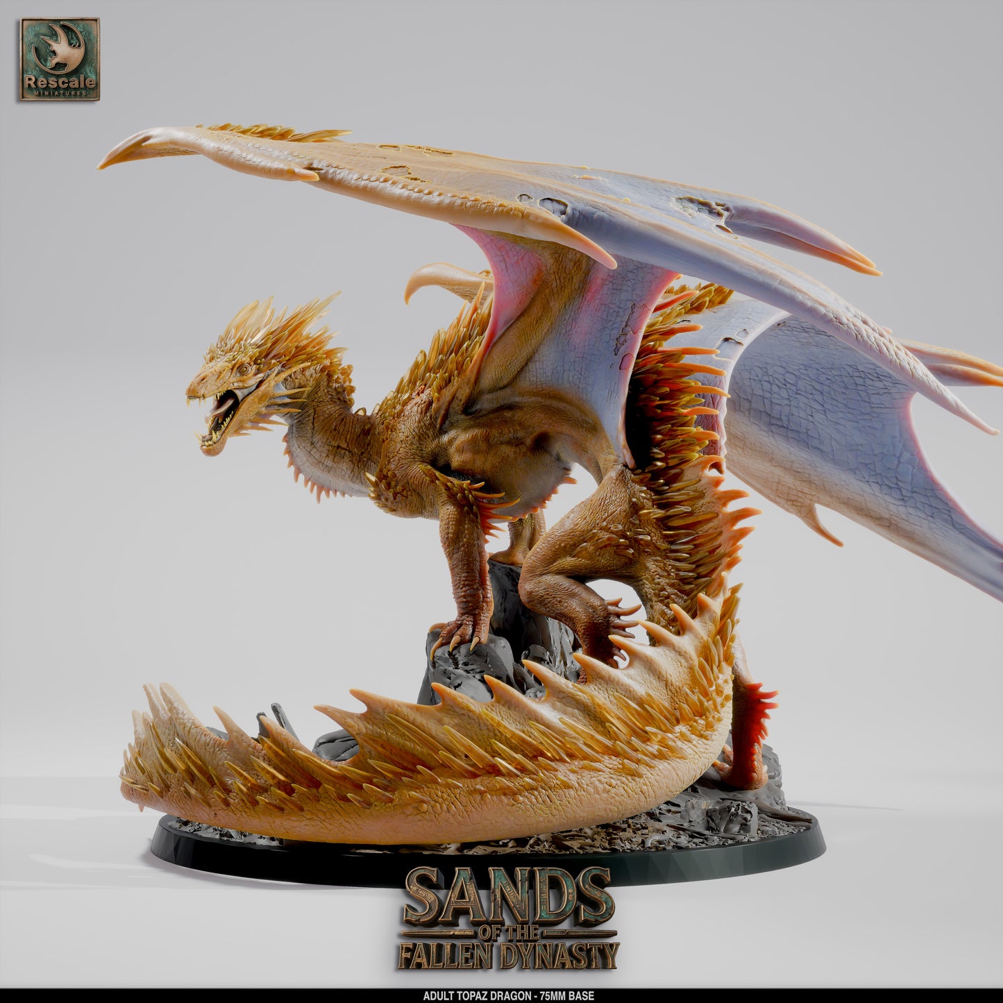 Topaz Dragon | Gem Dragon of the Endless Depths | Resin Tabletop RPG Figure | 75mm Base