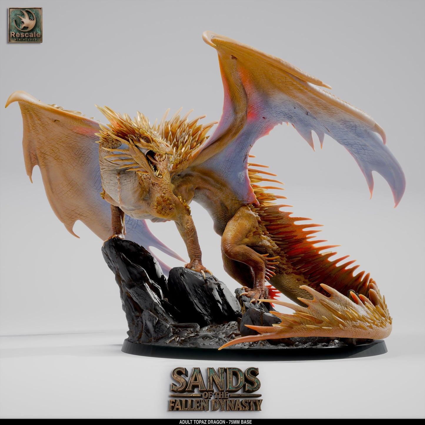 Topaz Dragon | Gem Dragon of the Endless Depths | Resin Tabletop RPG Figure | 75mm Base