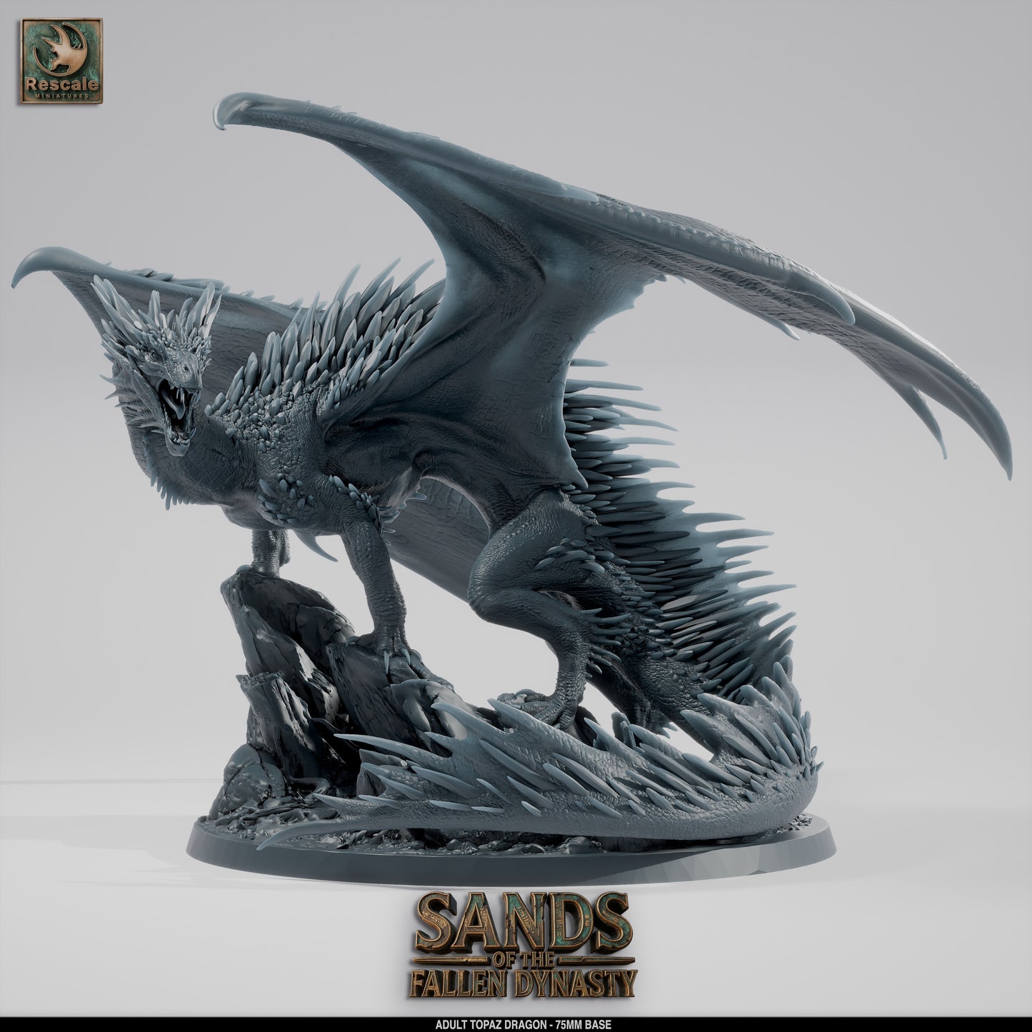 Topaz Dragon | Gem Dragon of the Endless Depths | Resin Tabletop RPG Figure | 75mm Base