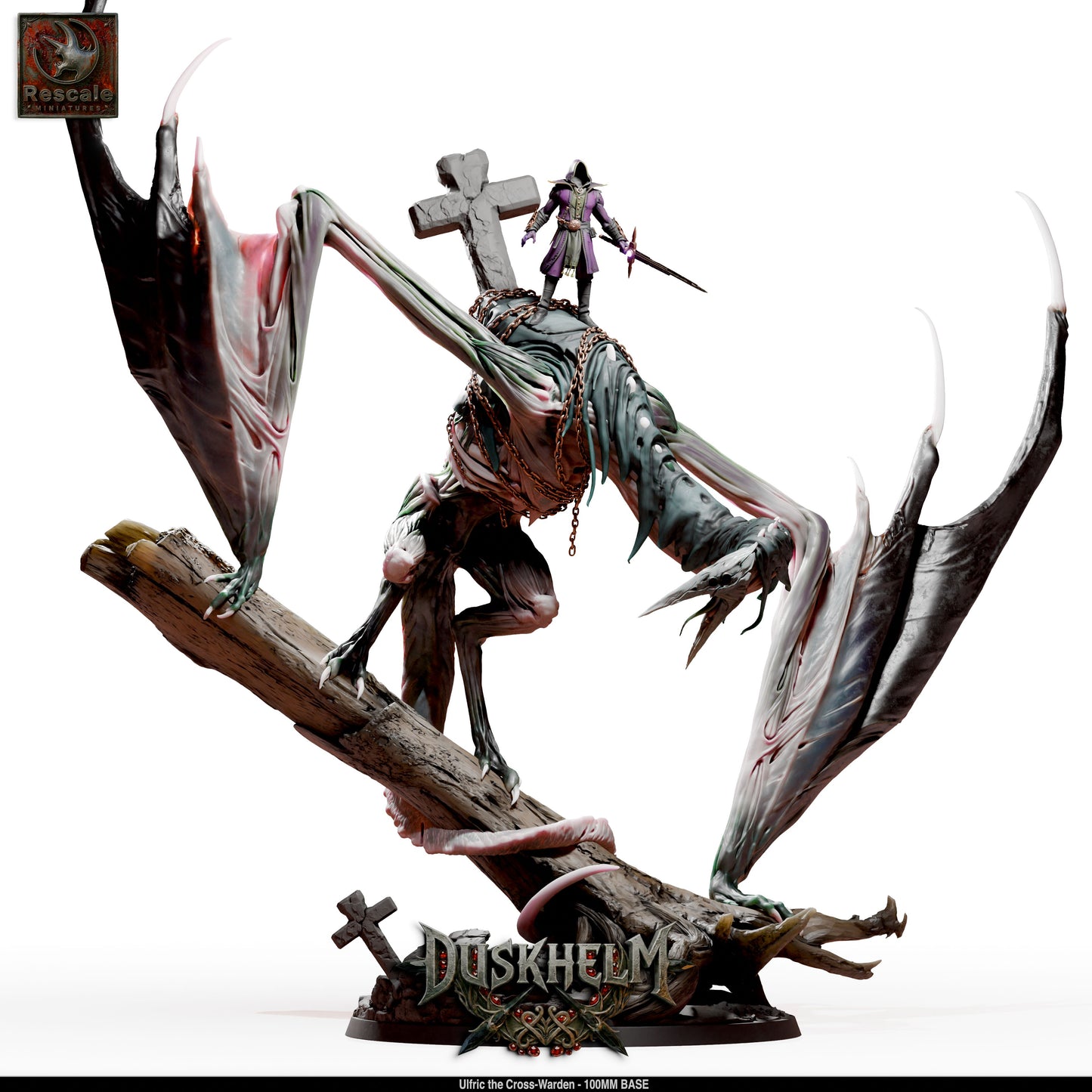 Shroudwing Mournwing Dragon DND Miniature TTRPG Resin Figure 100mm Base