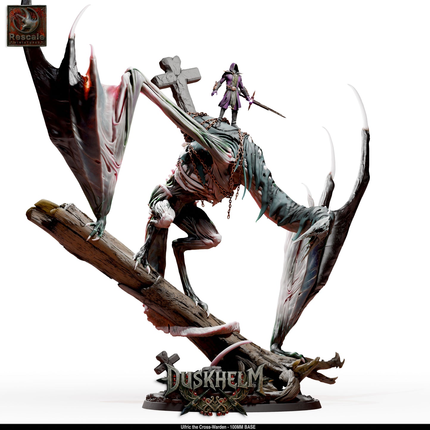 Shroudwing Mournwing Dragon DND Miniature TTRPG Resin Figure 100mm Base