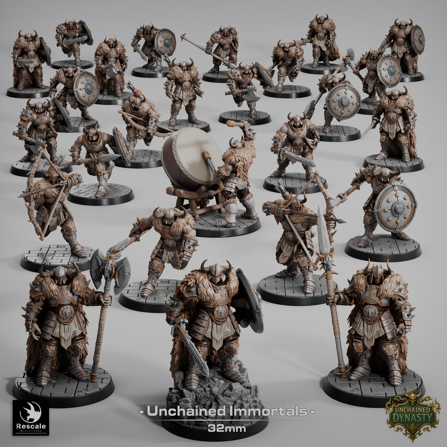 Unchained Immortal Warriors D&D Miniatures | Undead Fantasy Soldiers | Resin 3D Printed Tabletop RPG Figures | 32mm Base