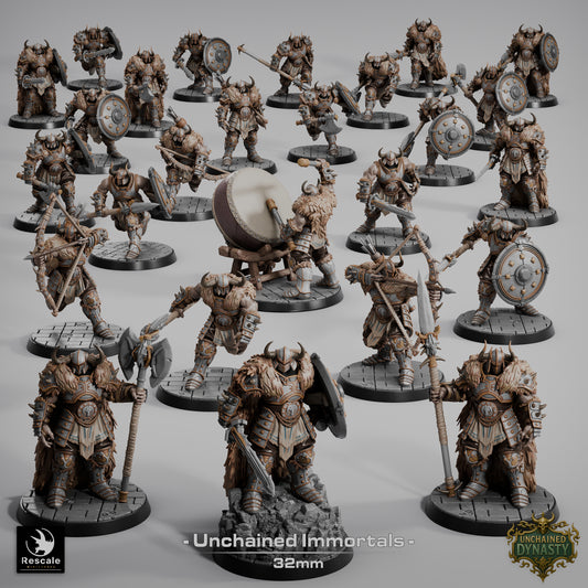 Unchained Immortal Warriors D&D Miniatures | Undead Fantasy Soldiers | Resin 3D Printed Tabletop RPG Figures | 32mm Base