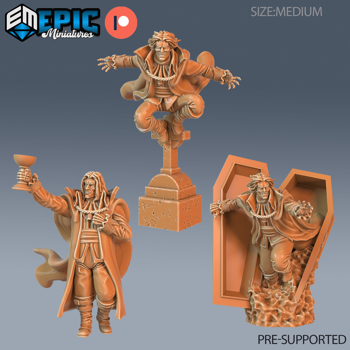 Vampire Baron DND Miniature TTRPG Resin Figure 25mm Base