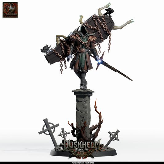Varick the Grim Dark Knight DND Miniature TTRPG Resin Figure 40mm Base