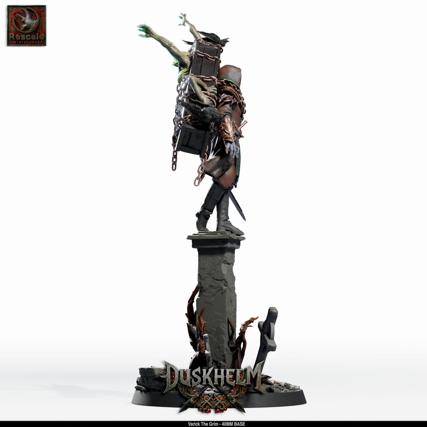 Varick the Grim Dark Knight DND Miniature TTRPG Resin Figure 40mm Base