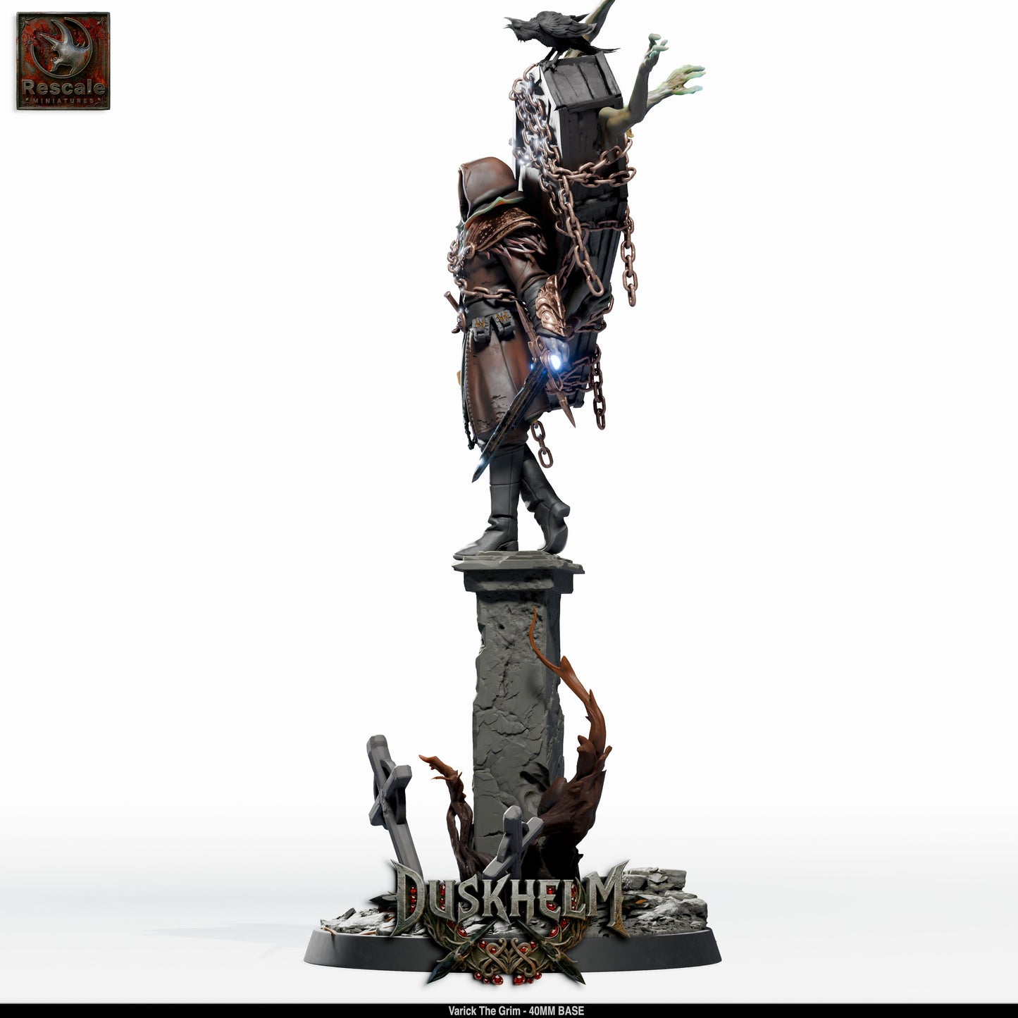Varick the Grim Dark Knight DND Miniature TTRPG Resin Figure 40mm Base
