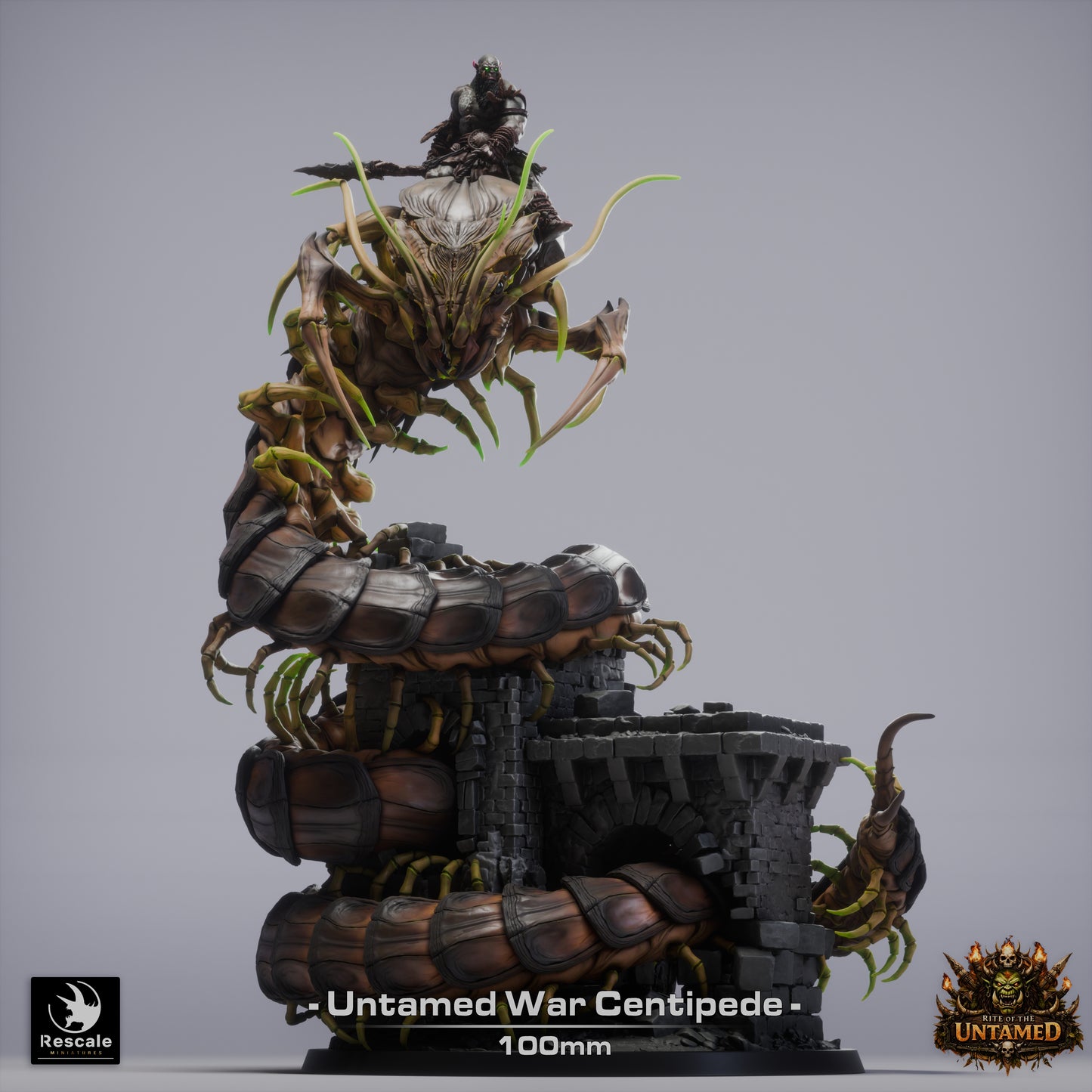 War Centipede Large D&D Miniature | Giant Centipede Monster Figure | Resin 3D Printed Tabletop RPG Model | 100mm Base