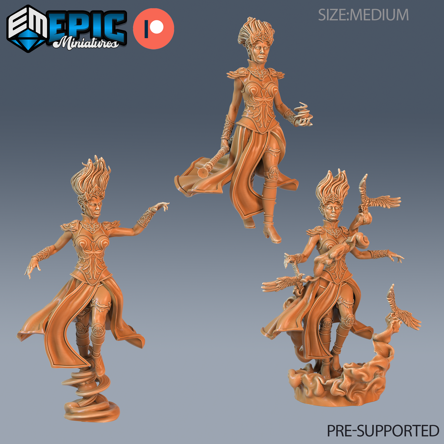 Wind Genasi Female DND Miniature TTRPG Resin Figure 25mm Base