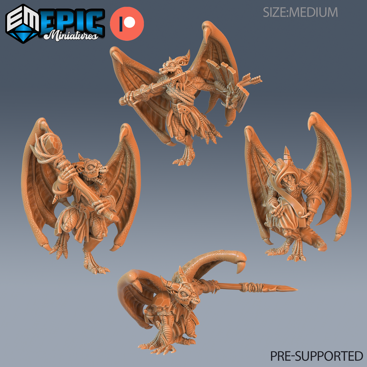 Winged Kobold Tribe DND Miniatures TTRPG Resin Figures 25mm Base