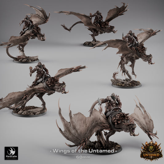 Untamed Wyvern D&D Miniature | Savage Wyvern Monster Figure | Resin 3D Printed Tabletop RPG Model | 60mm Base