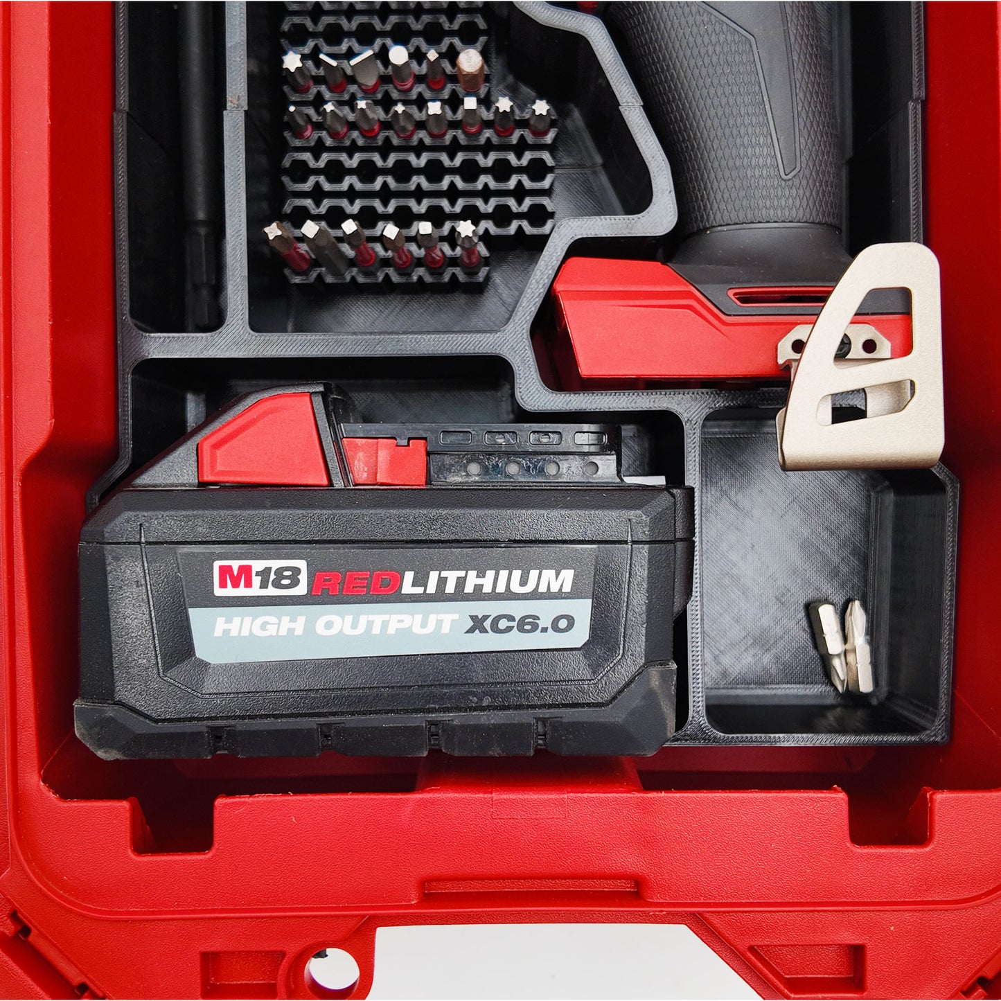 M18 Fuel 1/4" Hex Impact Driver Organizer for Milwaukee Compact Packout