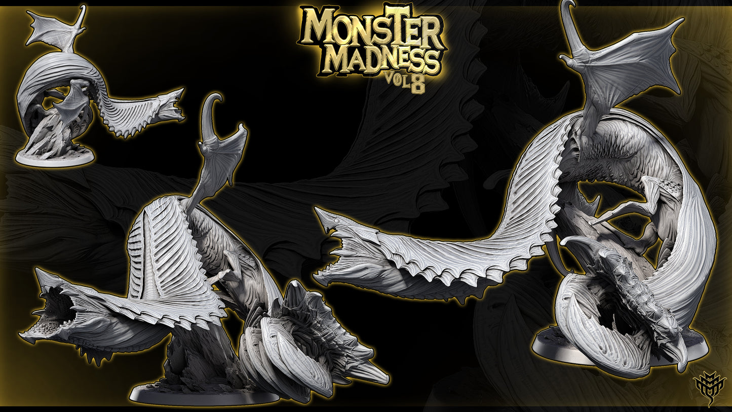 Elder Sky Serpent Flying Dragon DND Miniature TTRPG Resin Figure 50mm Base