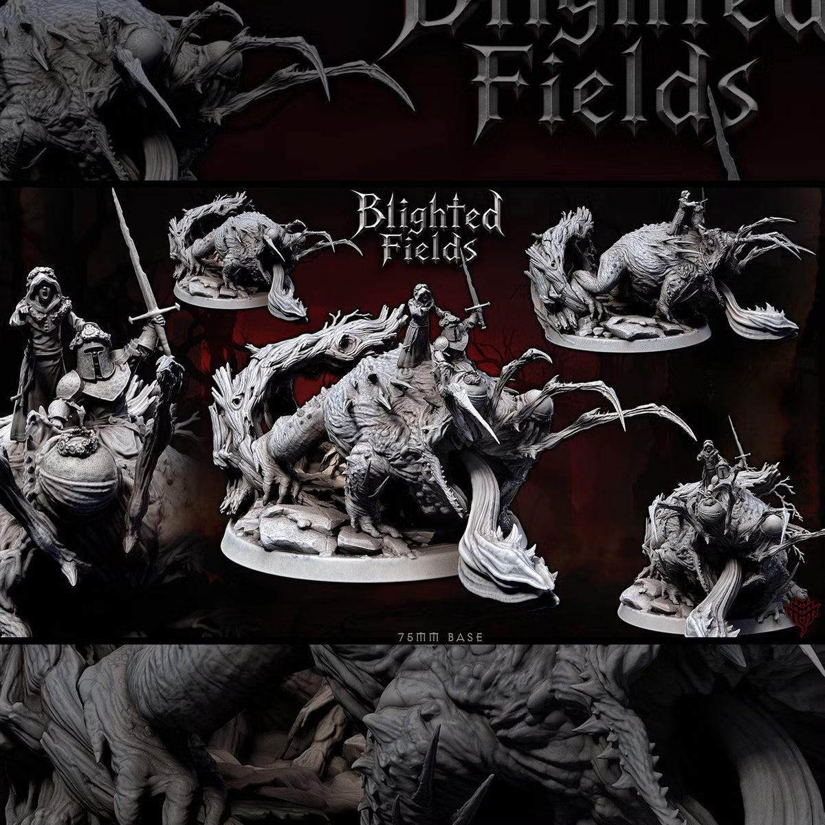 Blighted Frog Riders DND TTRPG Resin Model 75mm Base