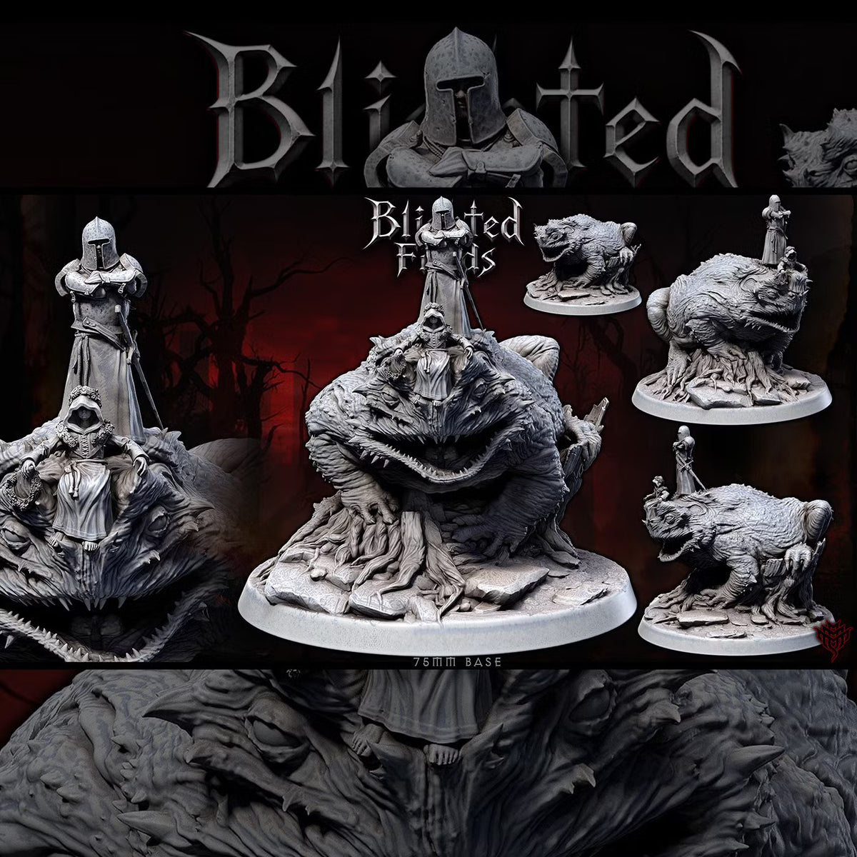 Blighted Frog Riders DND TTRPG Resin Model 75mm Base
