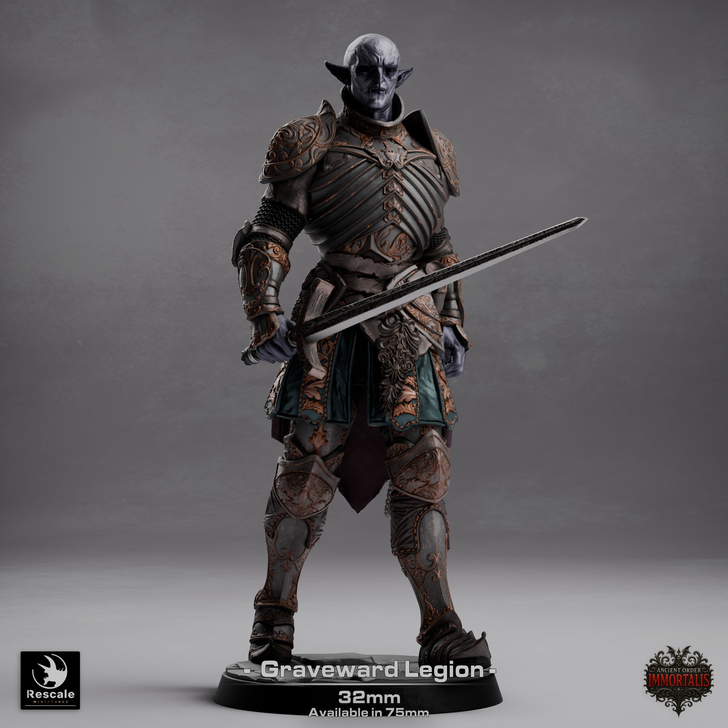 Graveward Legion D&D Miniature | Undead Warrior Figure | Resin 3D Printed Tabletop RPG Model | 32mm Base