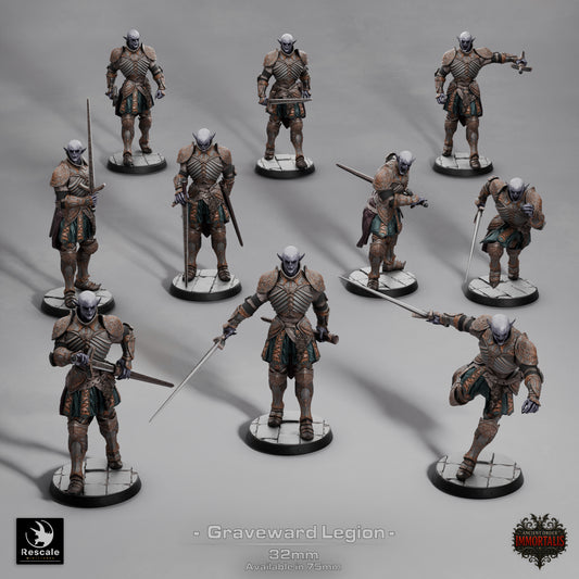 Graveward Legion D&D Miniature | Undead Warrior Figure | Resin 3D Printed Tabletop RPG Model | 32mm Base