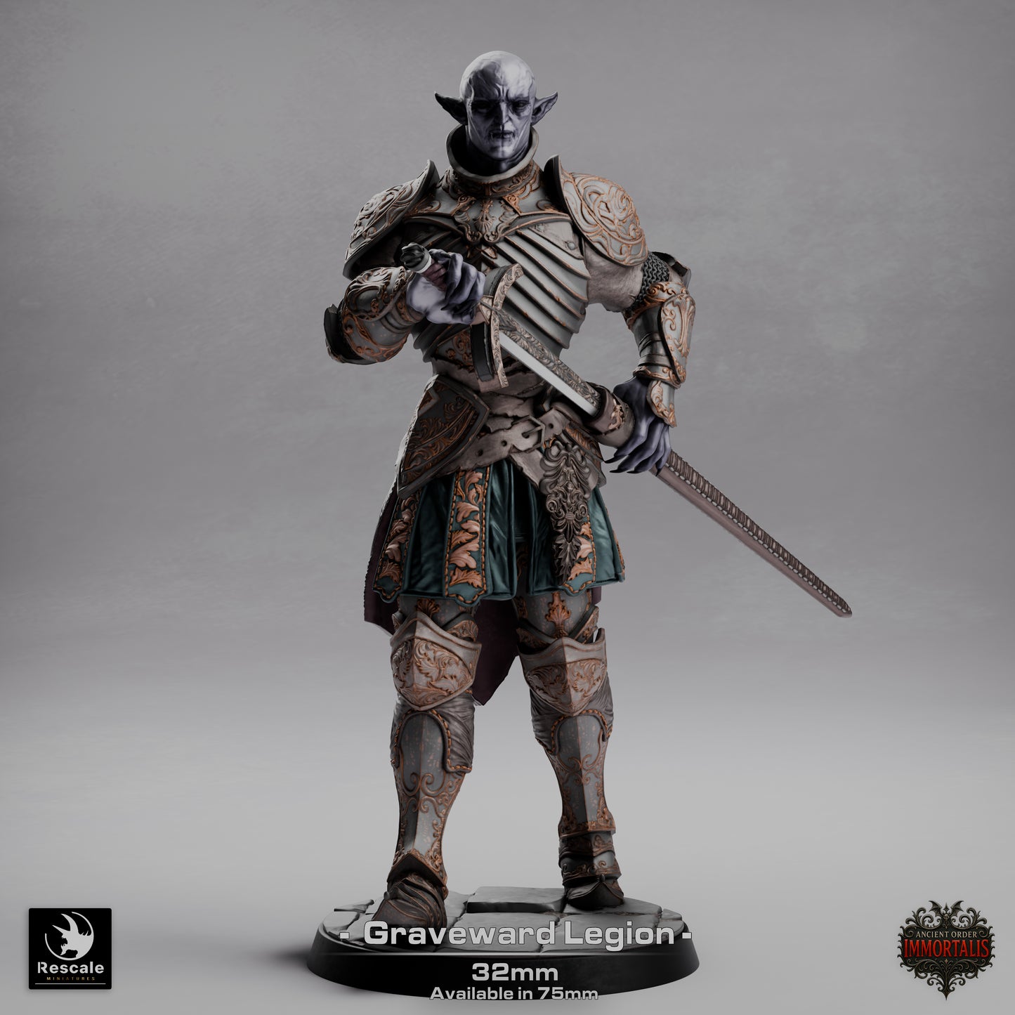 Graveward Legion D&D Miniature | Undead Warrior Figure | Resin 3D Printed Tabletop RPG Model | 32mm Base
