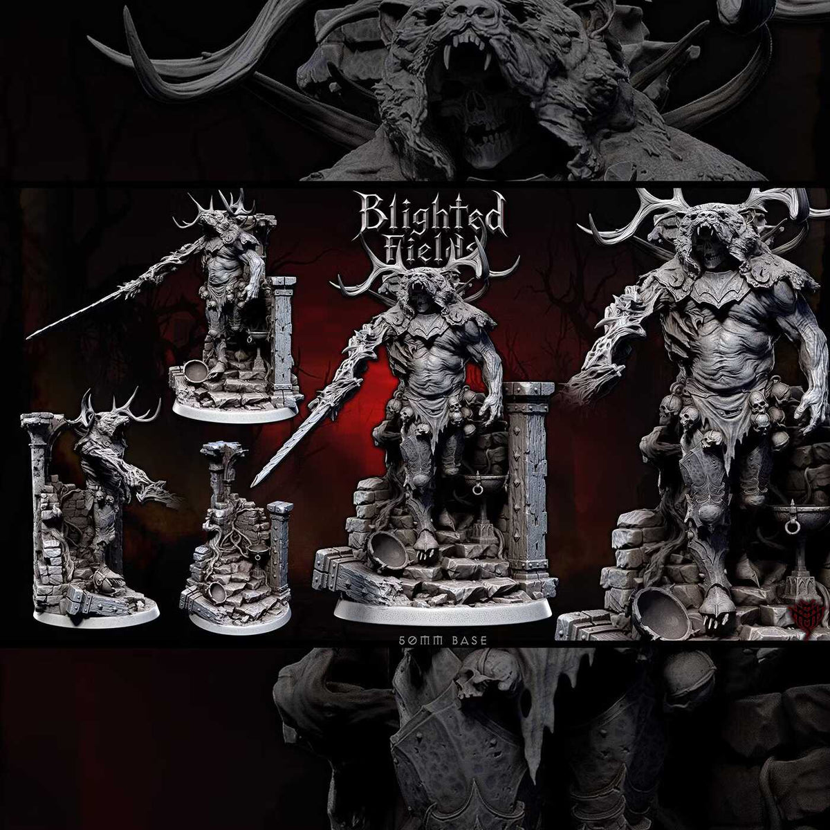 Blighted Wicked Hunt DND TTRPG Resin Model 50mm Base