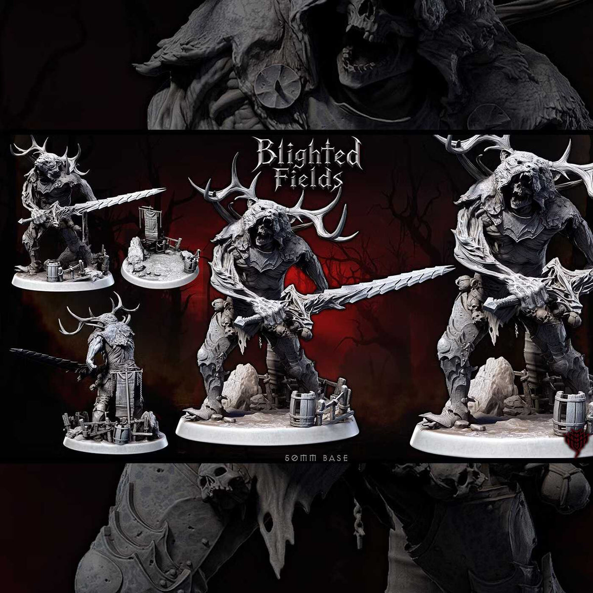 Blighted Wicked Hunt DND TTRPG Resin Model 50mm Base