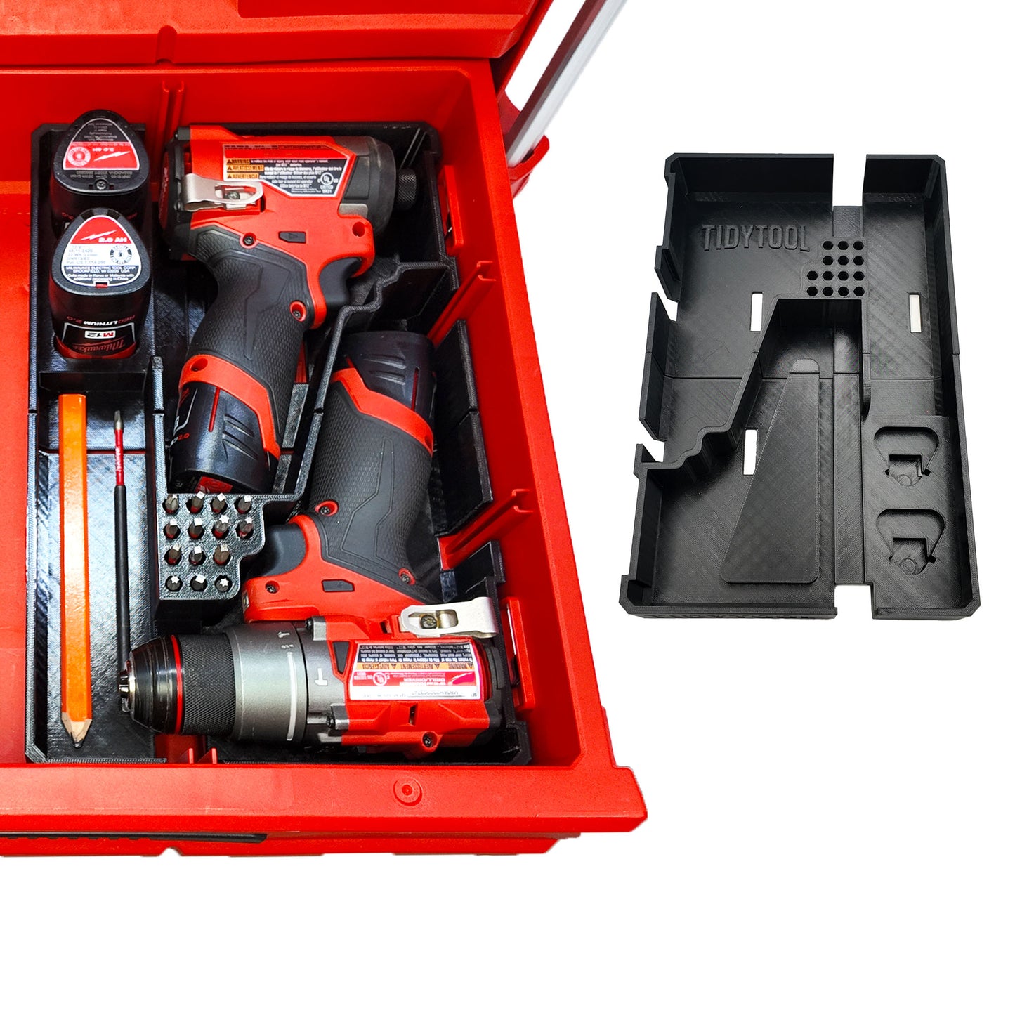 M12 Drill Driver Organizer for Milwaukee Packout 2 and 3 Drawer