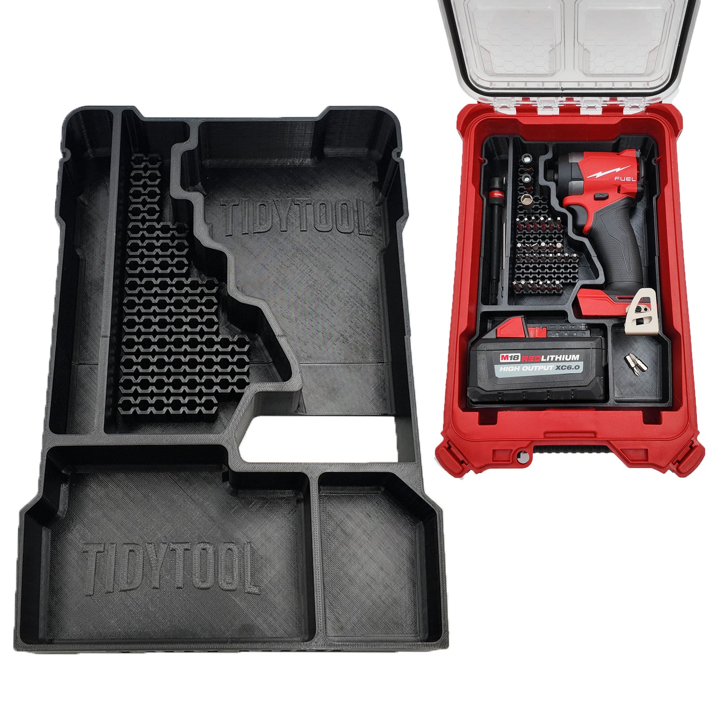 M18 Fuel 1/4" Hex Impact Driver Organizer for Milwaukee Compact Packout