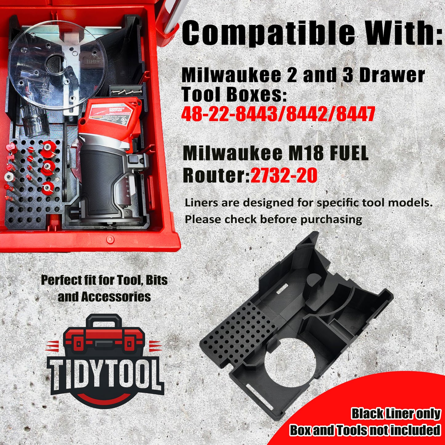 M18 Router Organizer for Milwaukee Packout 2 and 3 Drawer