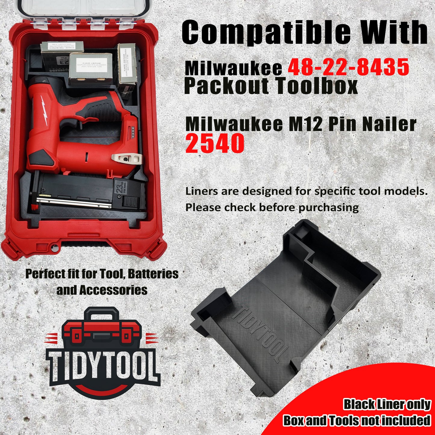 M12 Pin Nailer Organizer for Milwaukee Compact Packout