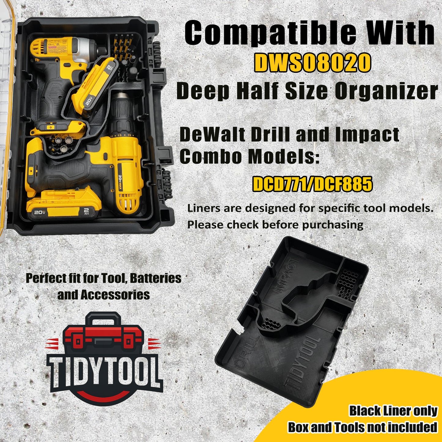 Dewalt 20V Max Drill Set Organizer for Dewalt Deep Compact Organizer