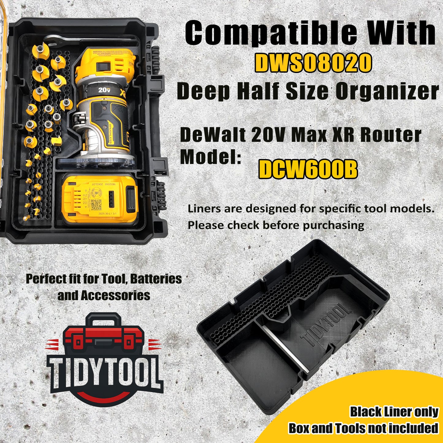 Dewalt 20V Router Insert Organizer Tray For Dewalt Deep Compact