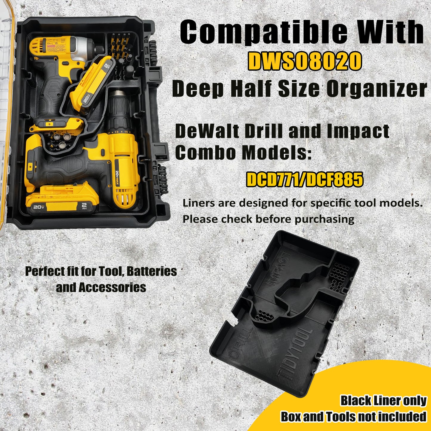 Dewalt 20V Max Drill Set Organizer for Dewalt Deep Compact Organizer