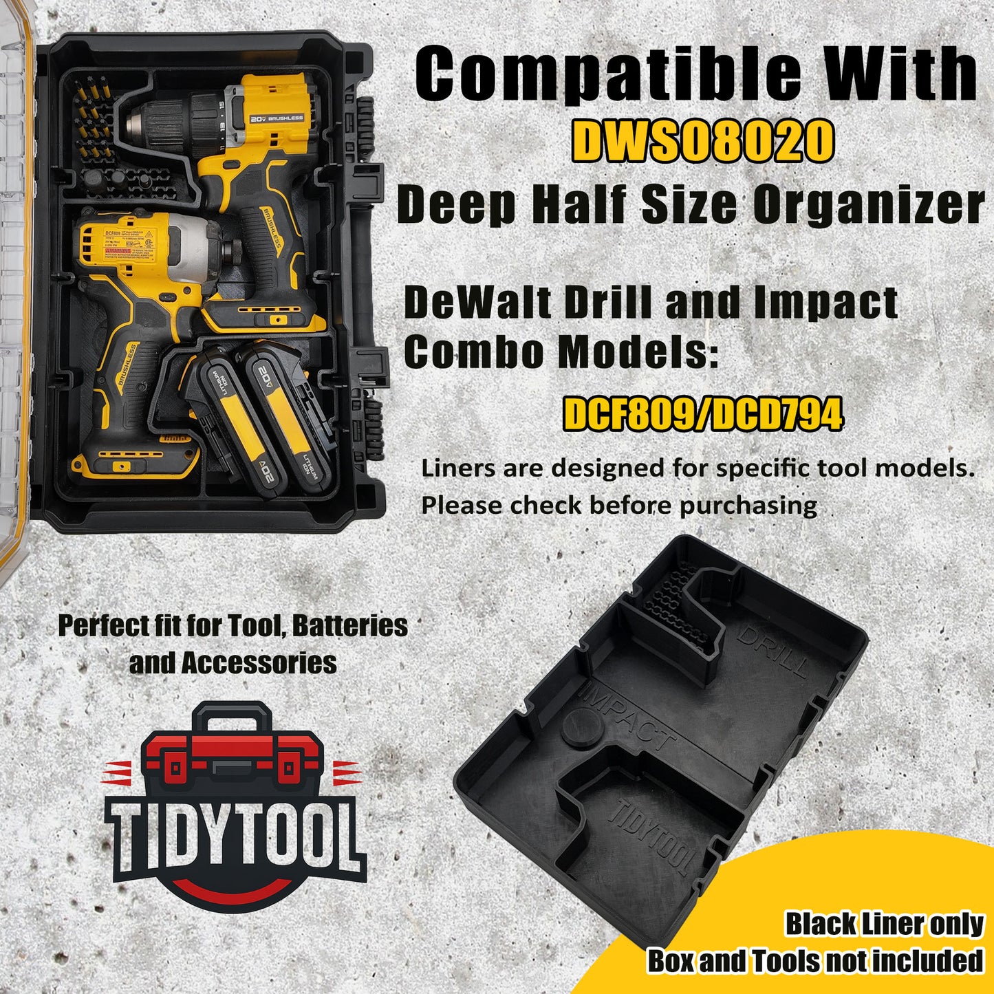Dewalt 20V Brushless Drill Set Organizer for Dewalt Deep Compact Organizer